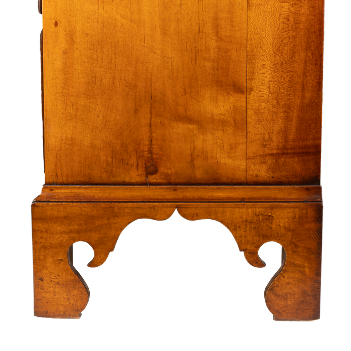 American Chippendale maple tray top tall chest with divided top drawer (c. 1770-80)