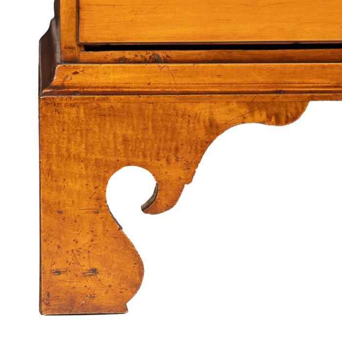 American Chippendale maple tray top tall chest with divided top drawer (c. 1770-80)
