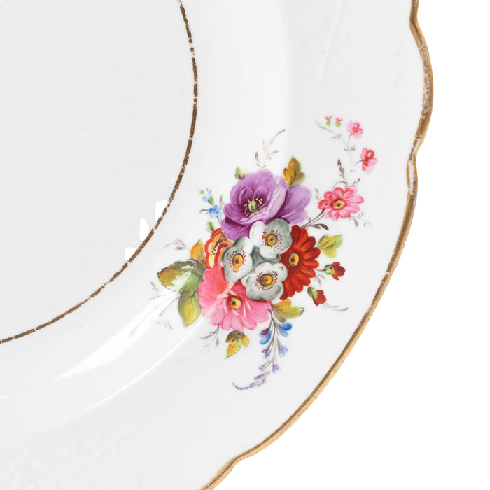 Set of 12 dinner plates and 8 dessert plates in bone china by Spode (c. 1820)
