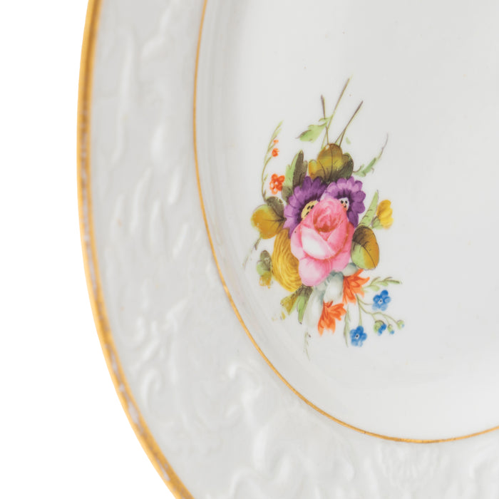 Set of 12 dinner plates and 8 dessert plates in bone china by Spode (c. 1820)