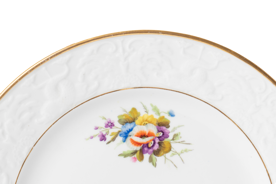 Set of 12 dinner plates and 8 dessert plates in bone china by Spode (c. 1820)