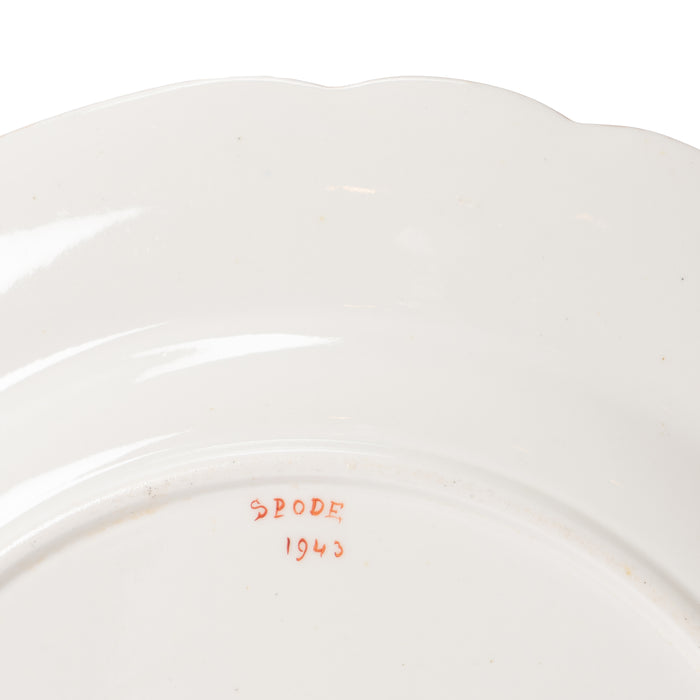 Set of 12 dinner plates and 8 dessert plates in bone china by Spode (c. 1820)