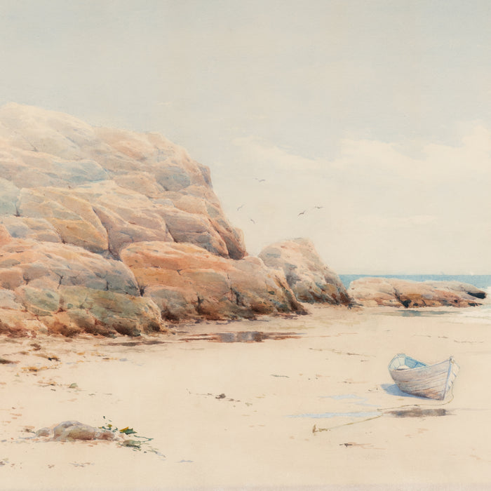 Watercolor of a New England shoreline scene by Melbourne Havelock Hardwick (c. 1890)