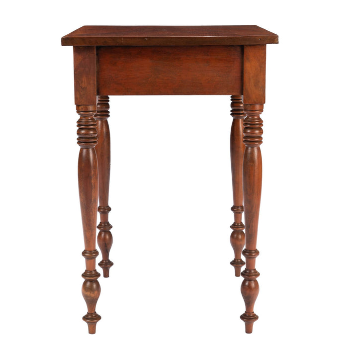 American Sheraton curly cherry wood one drawer stand (c. 1820)