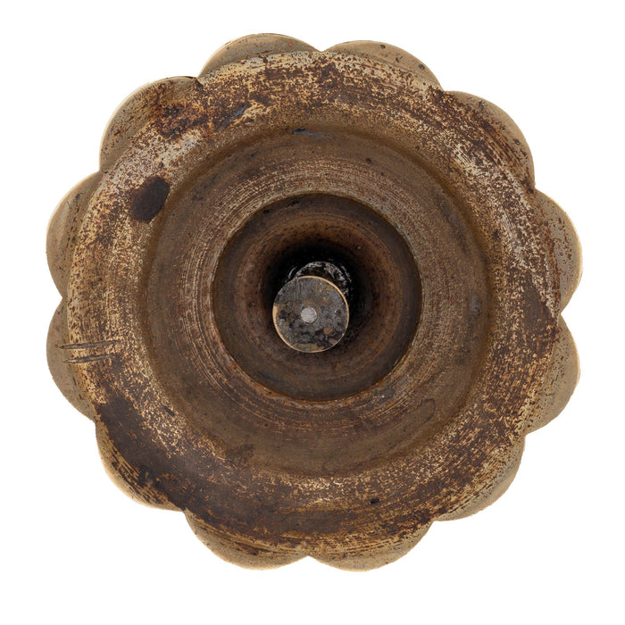 English Georgian cast brass Queen Anne knob shaft candlestick (c. 1760)