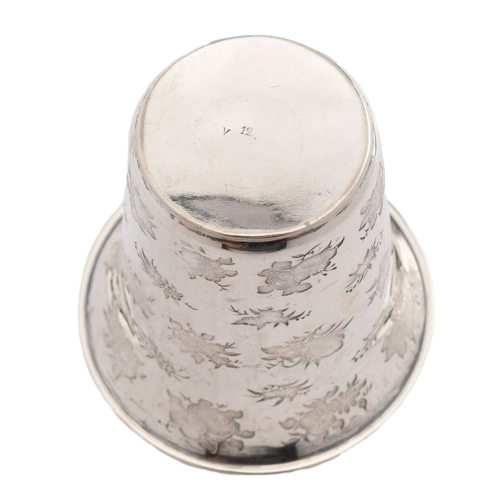 French floral die stamped silver spill vase (c. 1870)