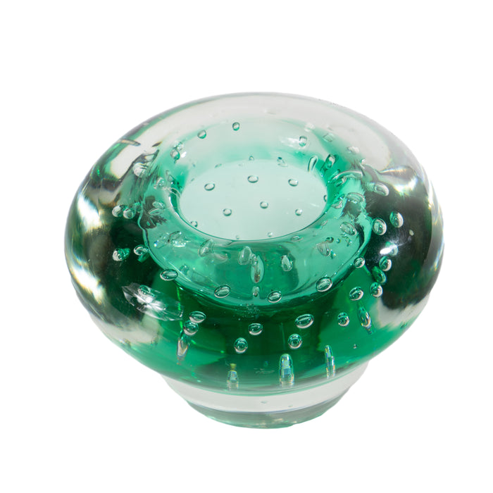 Vintage green Nailsea case glass bowl