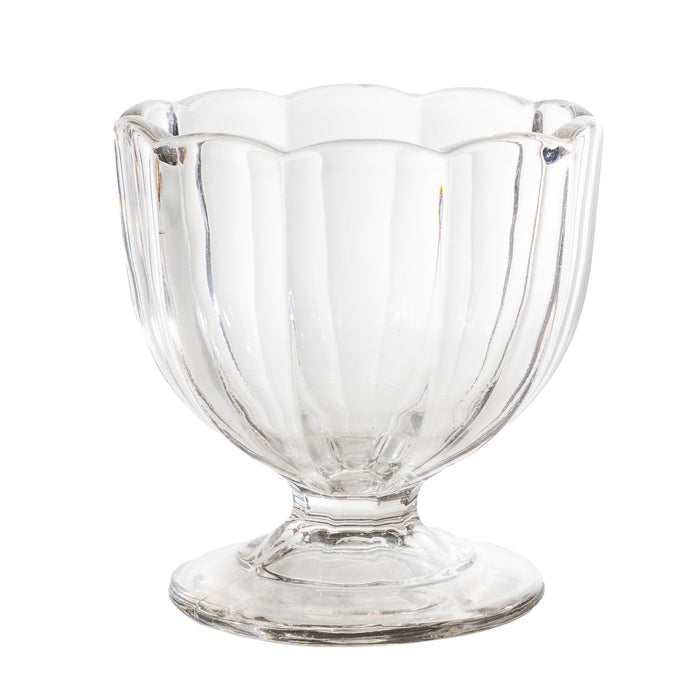 Mold blown flint glass open sugar bowl