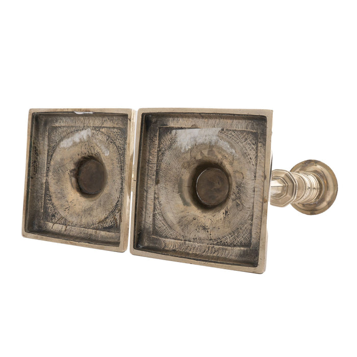 Pair of George II paktong candlesticks (c. 1750-60)