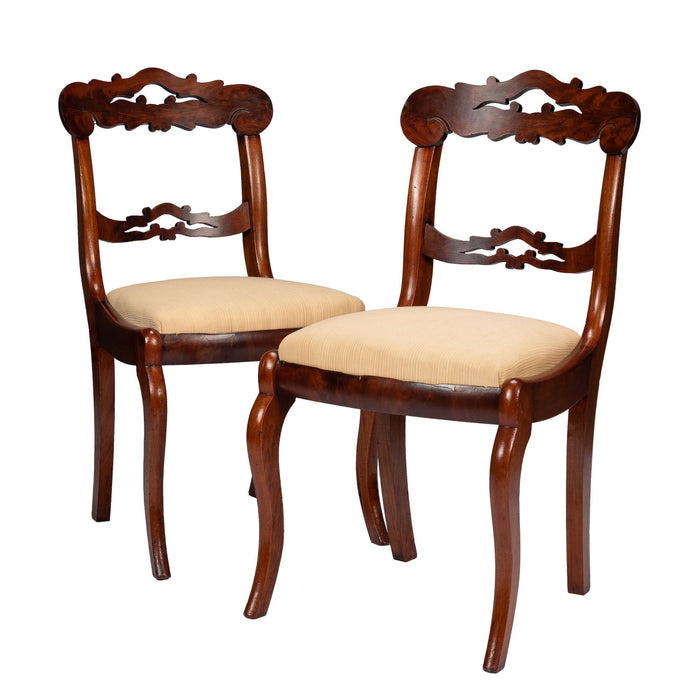 Pair of Boston slip seat mahogany side chairs (c. 1830-45)