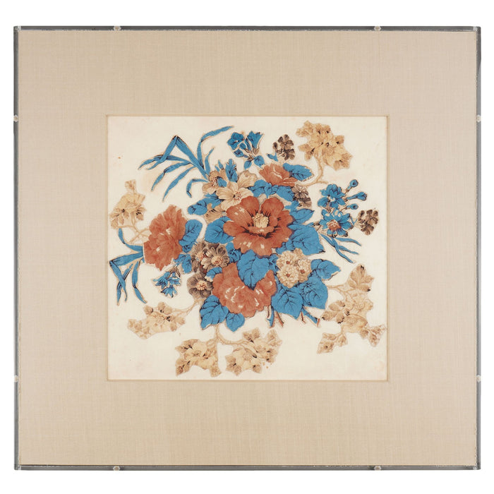American floral chintz appliqué quilt square (1825-50)
