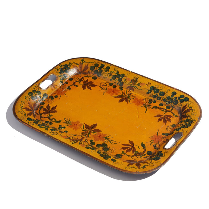 American tole tea tray with pierced handle grips (1800’s)