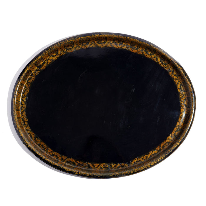 English oval rolled rim tole tea tray (c. 1840-60)