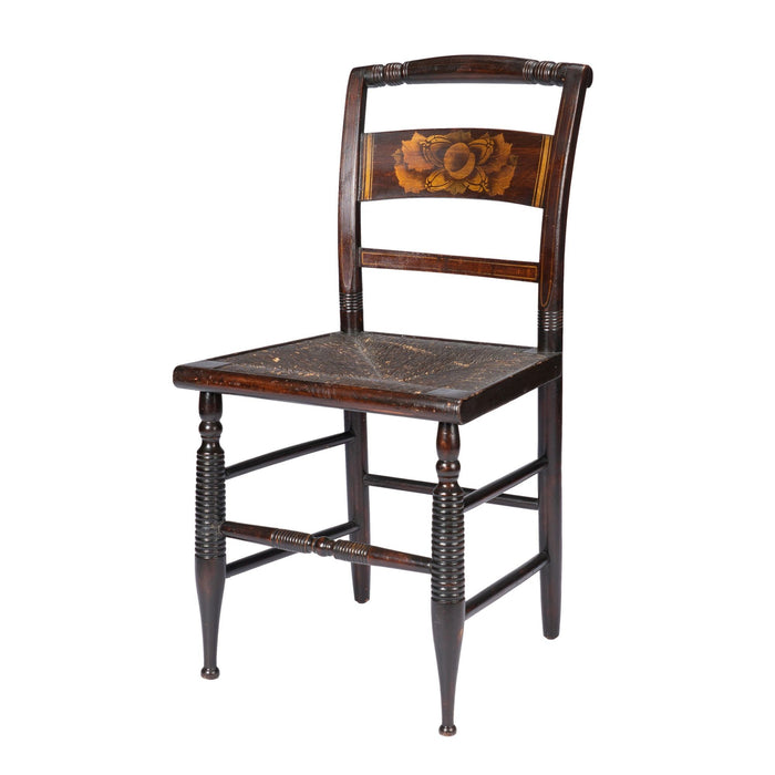 Connecticut Valley Hitchcock rush seat side chair (c. 1820)