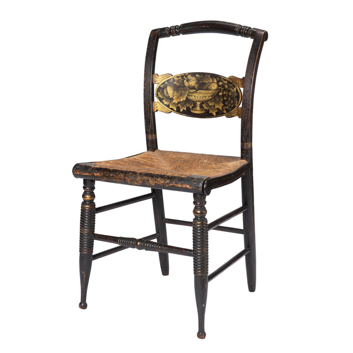 American Hitchcock turtle back rush seat side chair (1830)