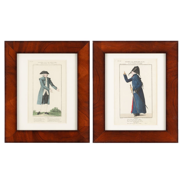 Pair of French hand colored theatrical engravings (c. 1800)