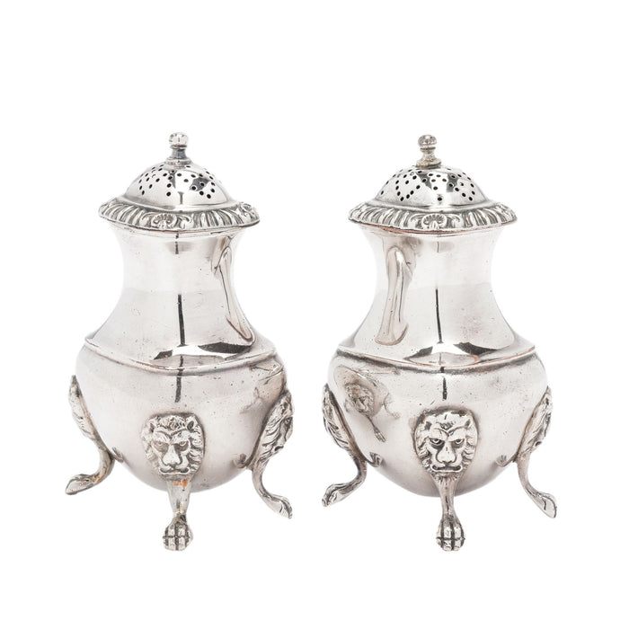 Pair of pear shaped pepper castors by The Barker Brothers (c. 1912)