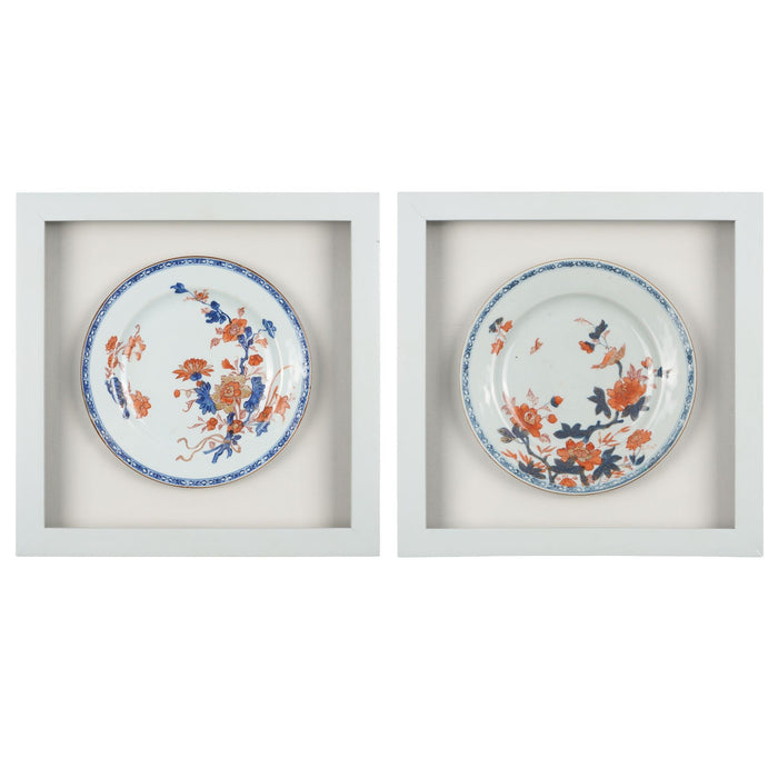 Pair of shadowboxed Chinese Imari plates (c. 1740-60)