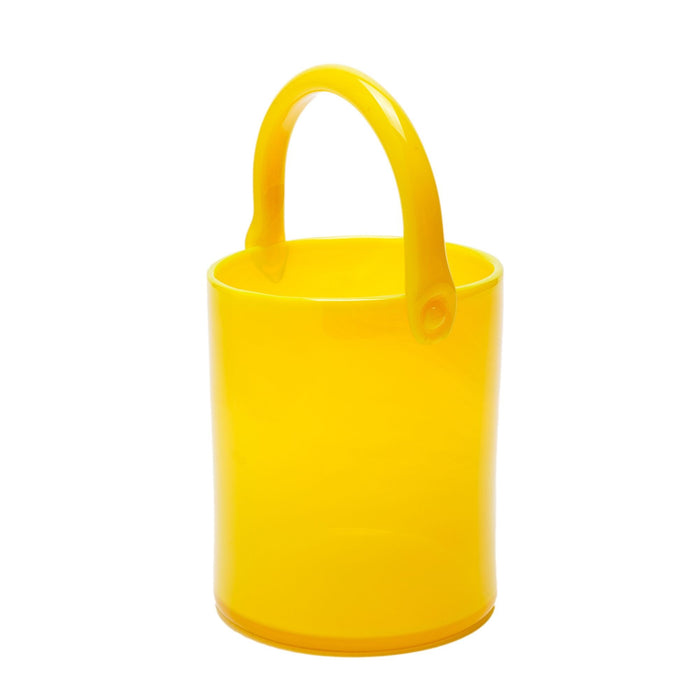 Blown yellow opaline glass pail (c. 1950)