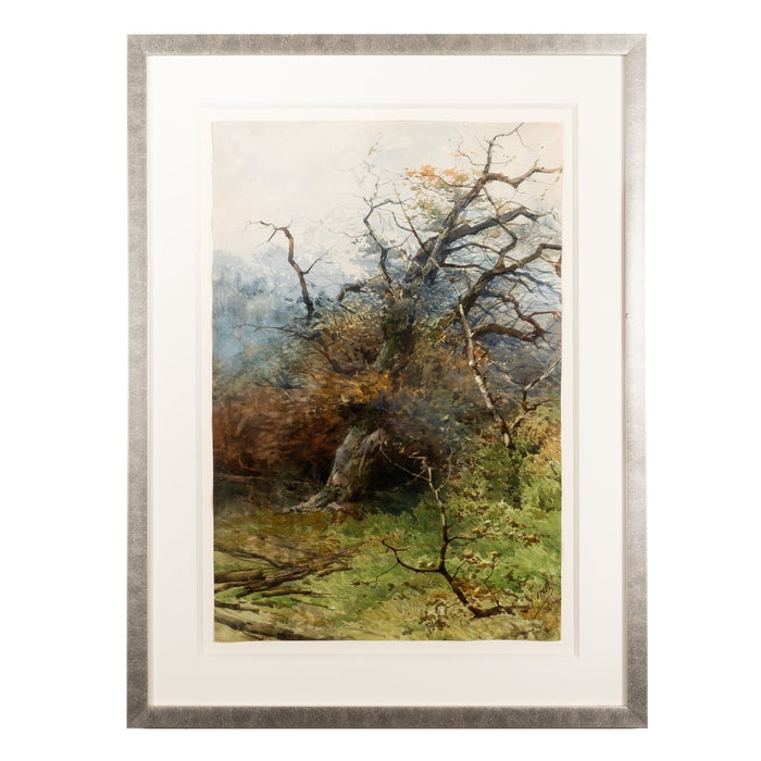 Italian watercolor forest landscape by Filiberto Petiti (1880-1900)