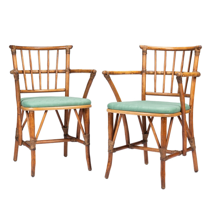 Pair of American Mid Century bamboo turned arm chairs (1950's)