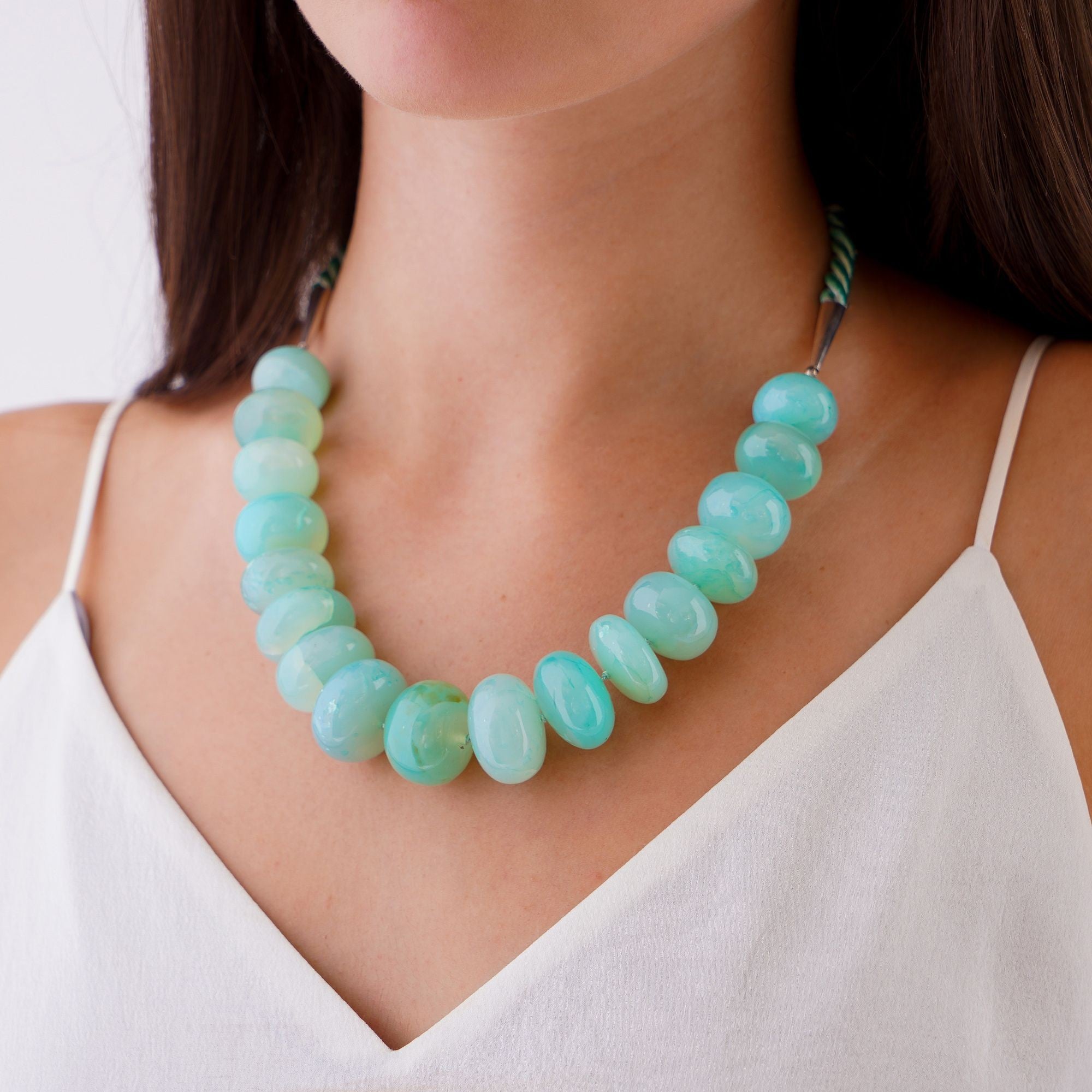 Chalcedony rondelle bead necklace