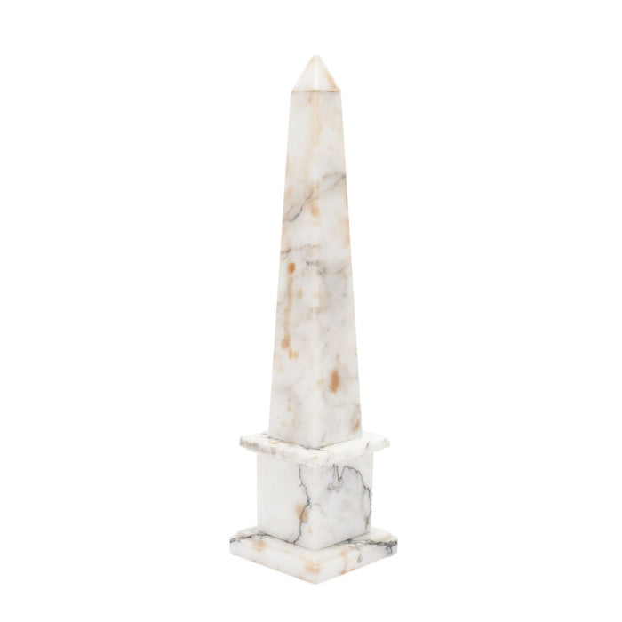 Italian Carrara marble obelisk on plinth (c. 1900's)