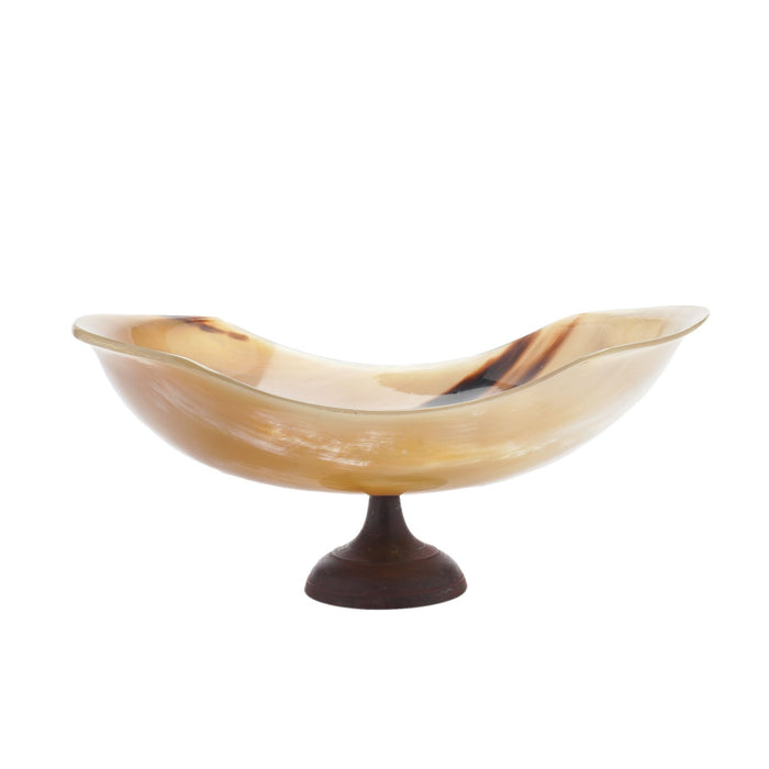 Buffalo horn bowl on pedestal