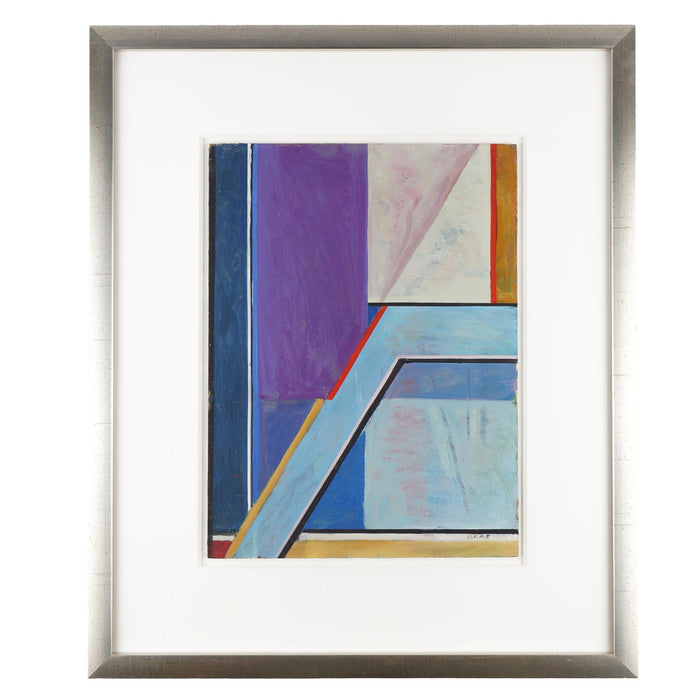 Geometric abstract oil on panel by Louis Graf (1950's)