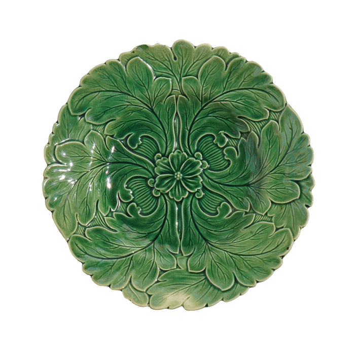 English majolica tea plate with leaf design (c. 1840)