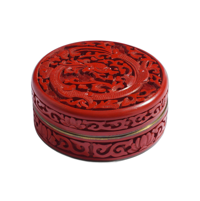 Round Chinese cinnabar box (c. 1950)