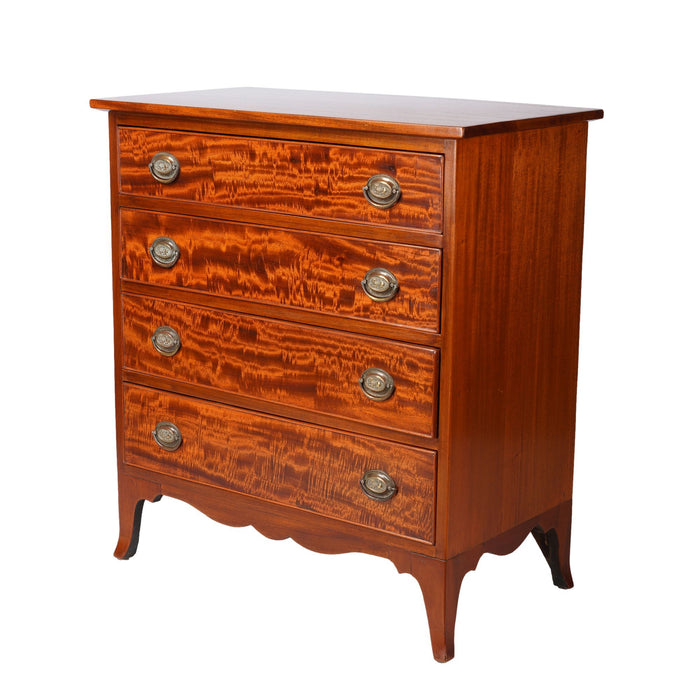 Small-scaled Massachusetts Hepplewhite four drawer chest (c. 1880)