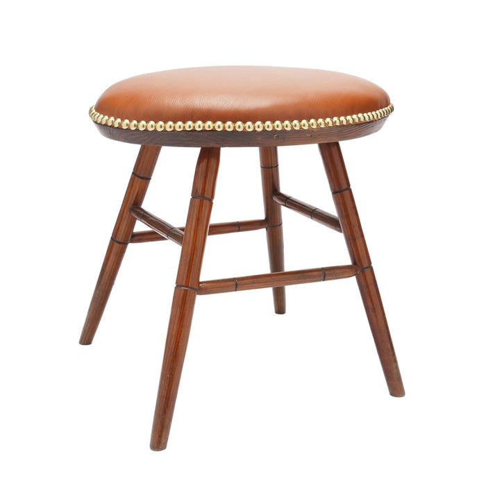 Oval Windsor stool with leather seat (c. 1825-50)