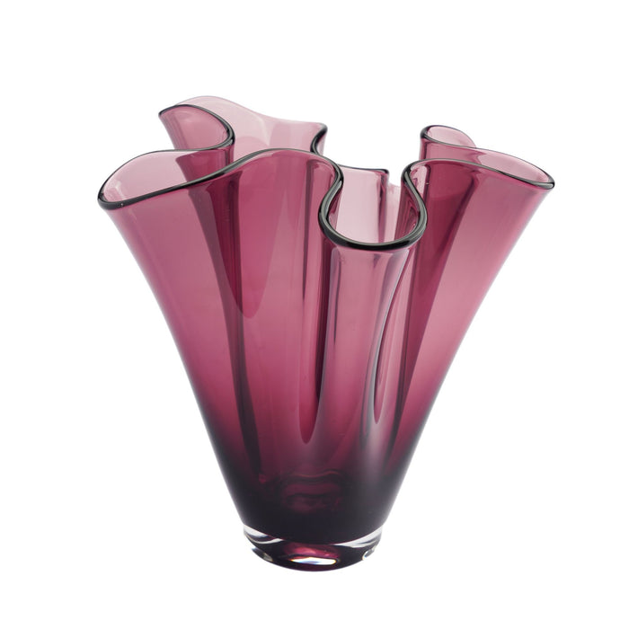 Italian blown and cased amethyst glass handkerchief vase (1950's)