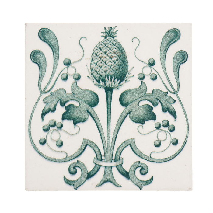 Belgian Art Nouveau tile with floral design (c. 1920)