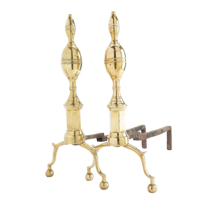 Pair of Boston double lemon top andirons (c. 1790)