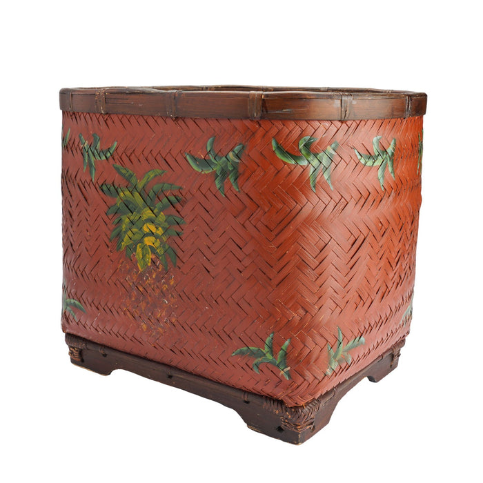 Indonesian woven & painted bamboo basket (1950's)