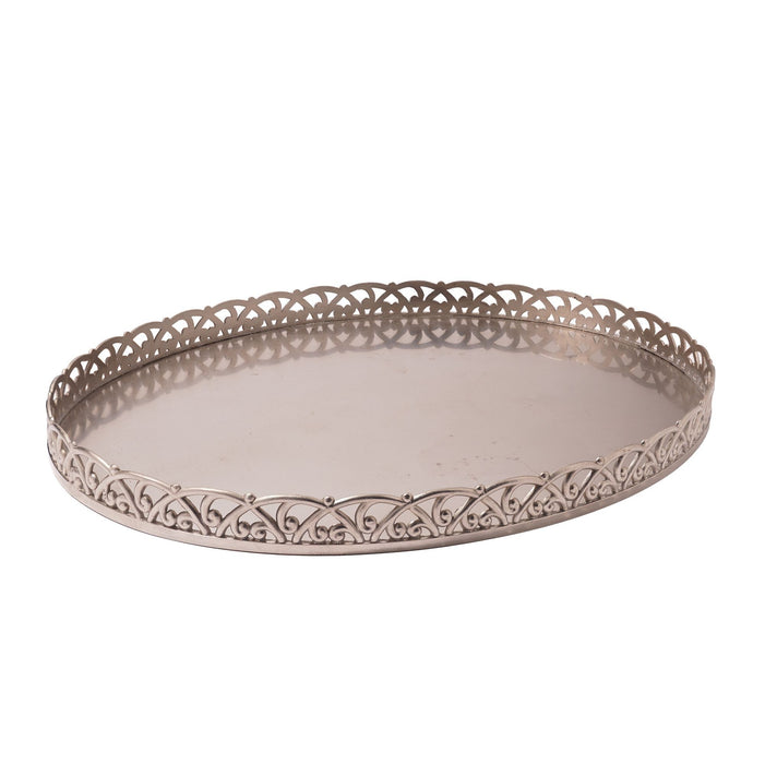 Vintage oval pewter hollowware gallery tray (1960-70)
