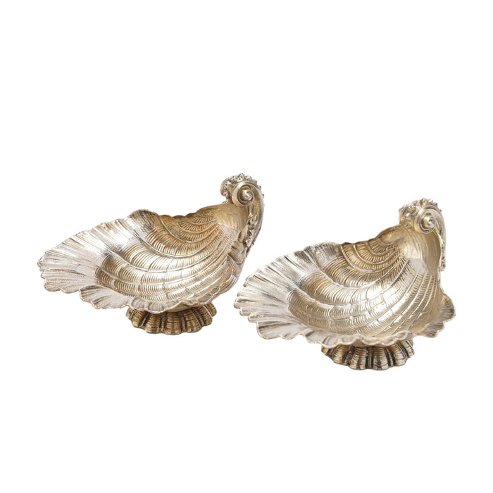 Pair of silver vermeil shell form open salts by Wilkens (c. 1880)