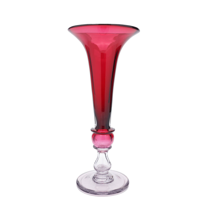 Large English trumpet form cranberry glass vase (c. 1850-1900)