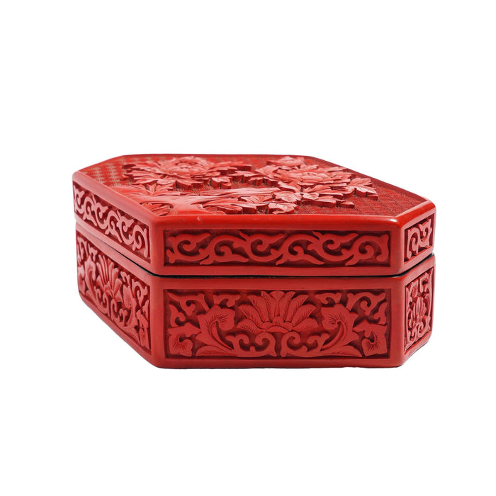 Chinese hexagonal cinnabar box, c. 1900's