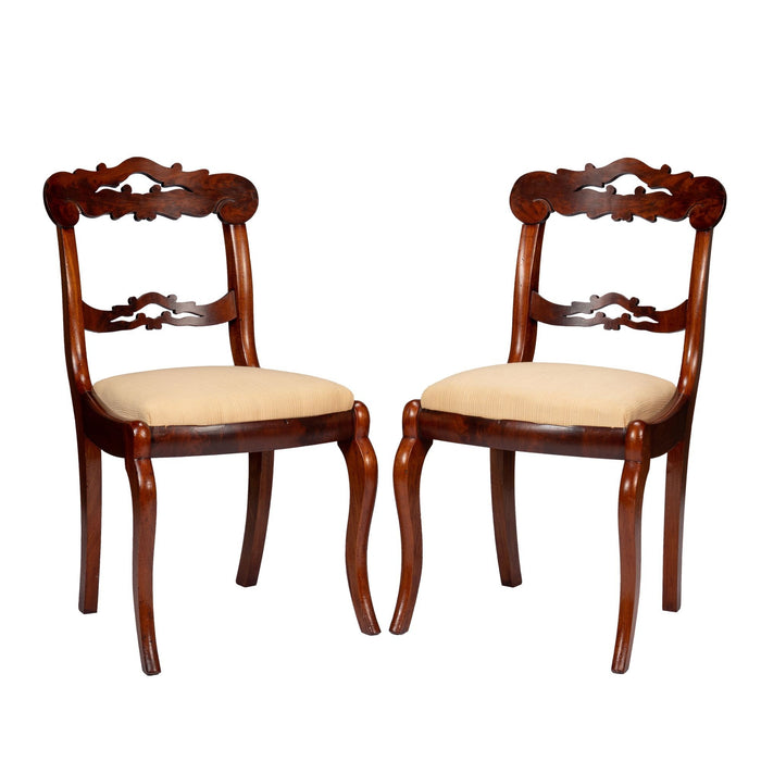 Pair of Boston slip seat mahogany side chairs (c. 1830-45)