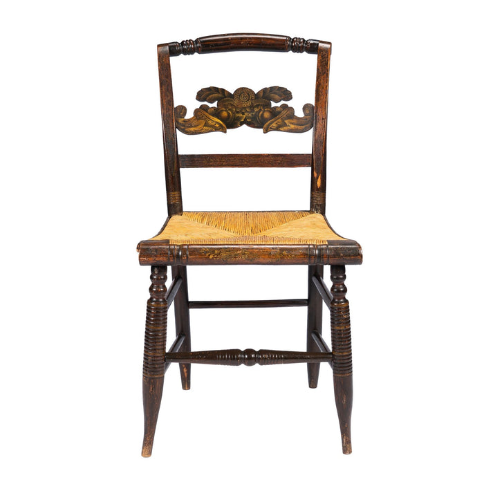 Connecticut Valley rush seat painted Hitchcock side chair (c. 1830)