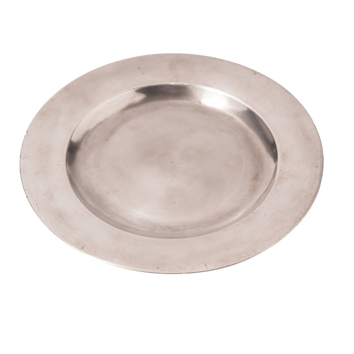 Set of three flat rim pewter plates (c. 1775-1800)