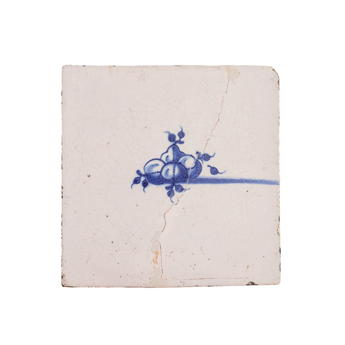 Set of 4 rare Delft tiles of fruit (c. 1600's)