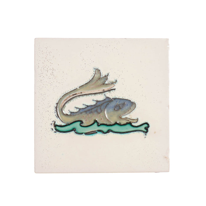 Set of 5 Belgian faience tiles of imaginary fish (c. 1920)