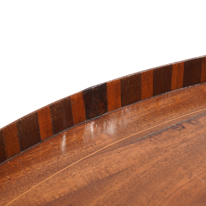 English inlaid serving tray with brass handles (c. 1800's)