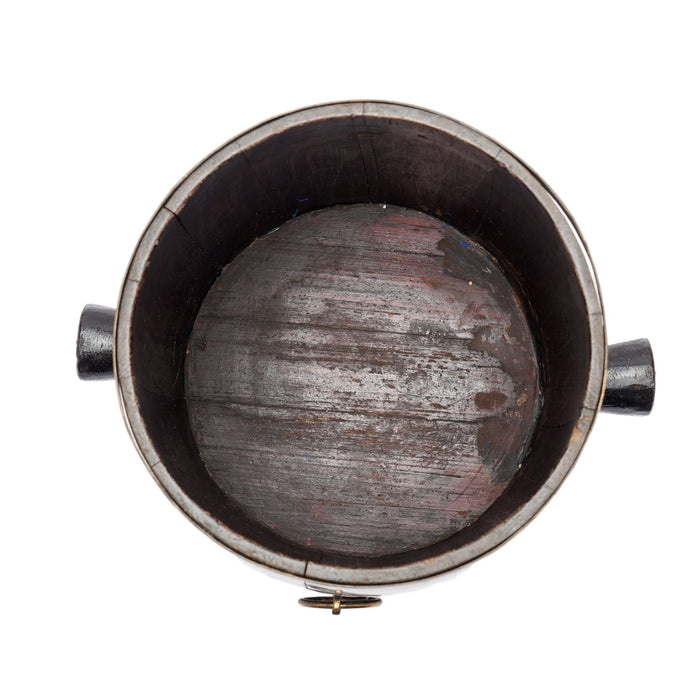 Chinese barrel form brass bound stave constructed grain measure (c. 1915)