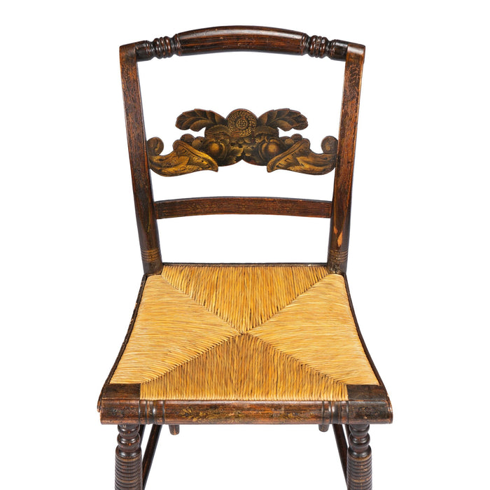 Connecticut Valley rush seat painted Hitchcock side chair (c. 1830)