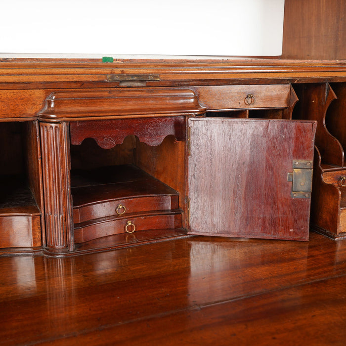 English George III Chippendale slant front secretary desk with glazed astragal doors (c. 1770)